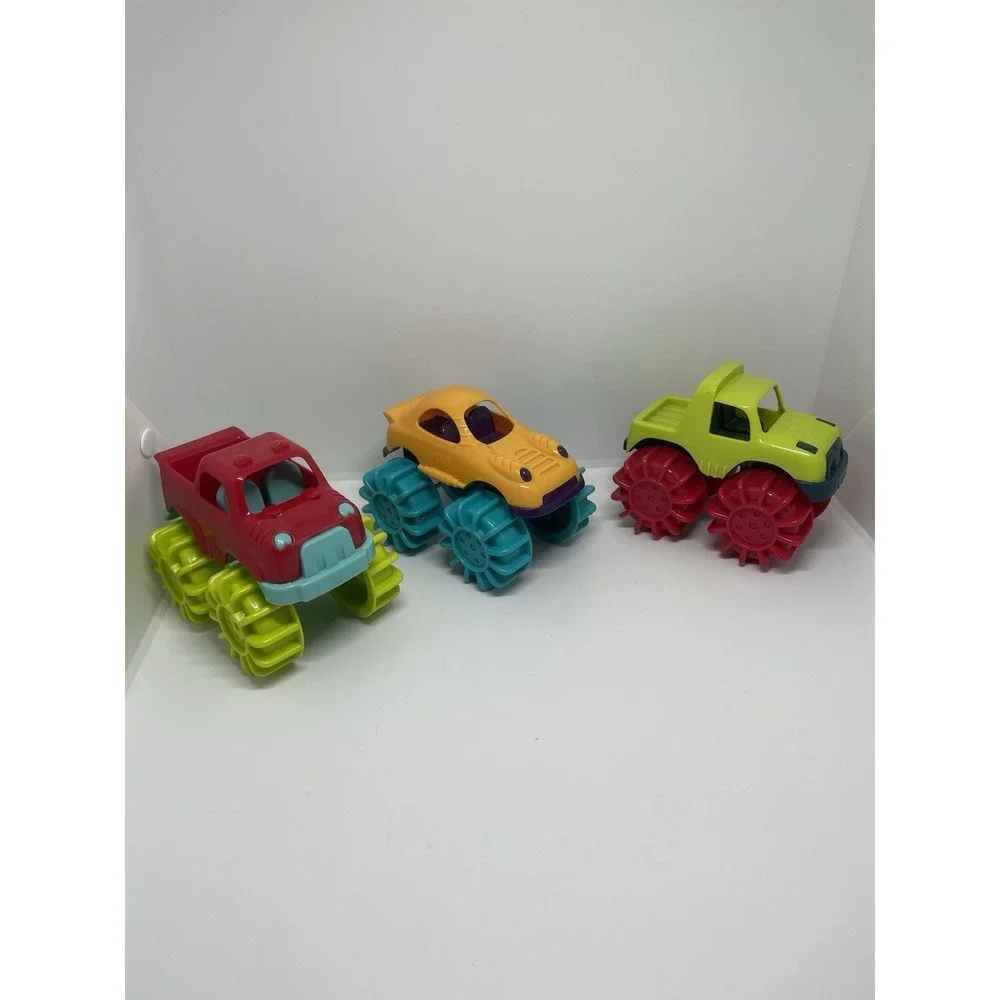 Mini Monster Wheelies 3 Small Trucks Indoor & Outdoor,Toddler and Preschool Toys